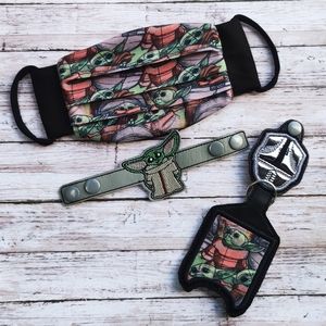 Baby Yoda mask hand sanitizer ear saver bundle set